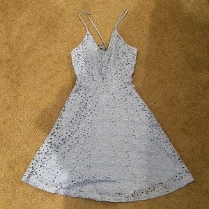 Beautiful baby blue lace overlay dress